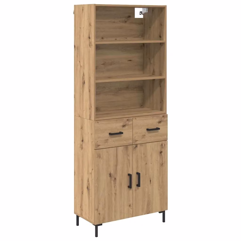 Credenza moderna vidaXL in rovere marrone con ante e cassetti, L: 69,5 cm, P: 34,0 cm, H: 180,0 cm – 2