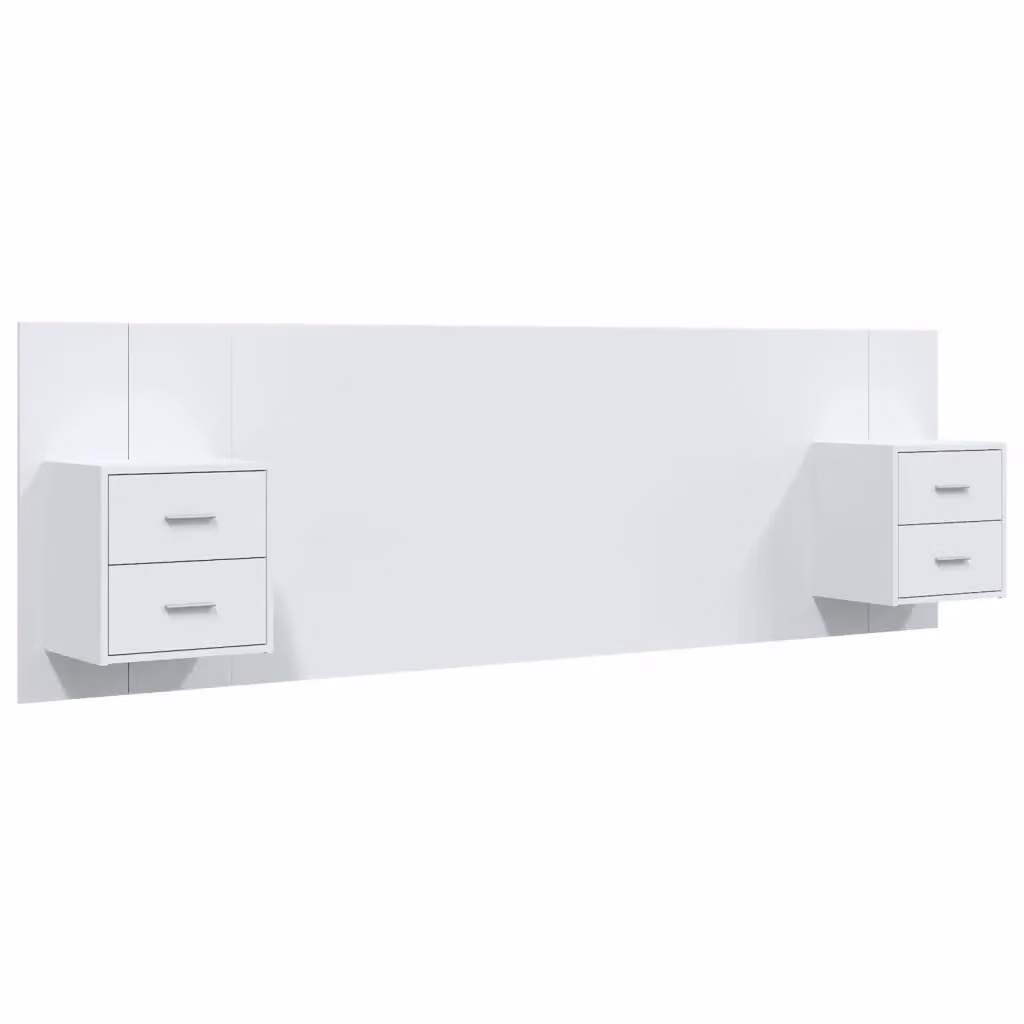 vidaXL Testiera per Letto con Comodini Integrati in Legno Multistrato Bianco L: 160 x P: 80 x H: 80 cm – 2
