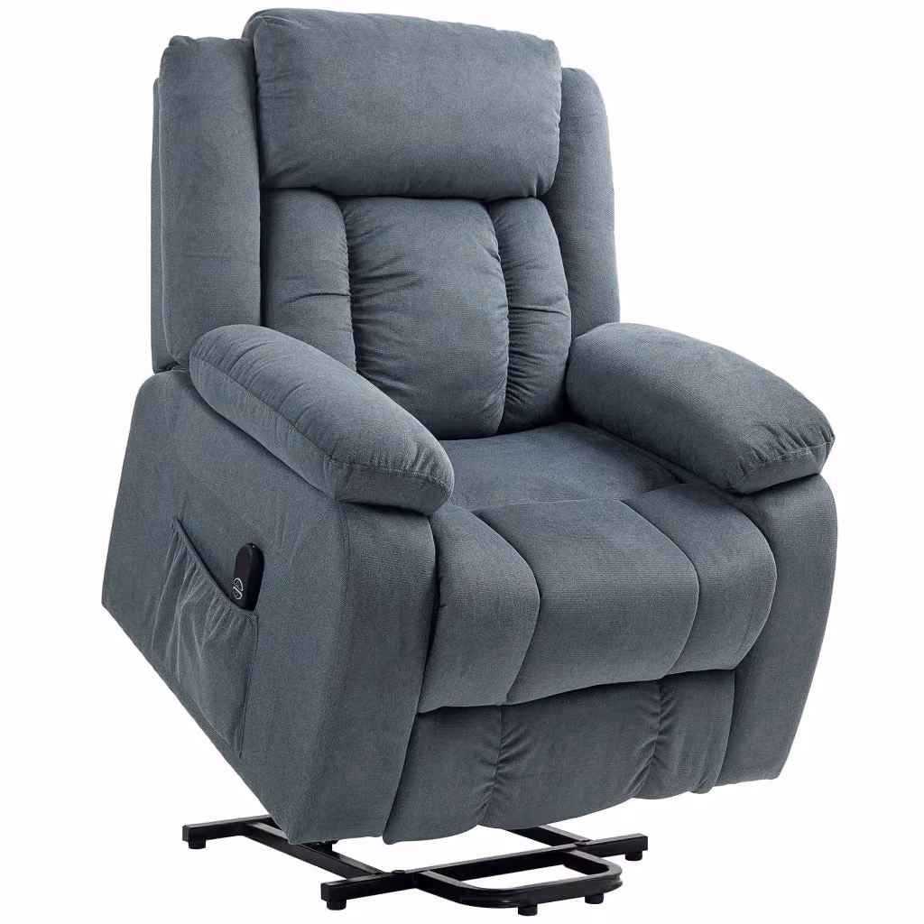 Poltrona Relax Elettrica WISHDOR con Funzione Alzapersona, Reclinabile in Velluto Grigio con Braccioli e Struttura in Metallo – 2