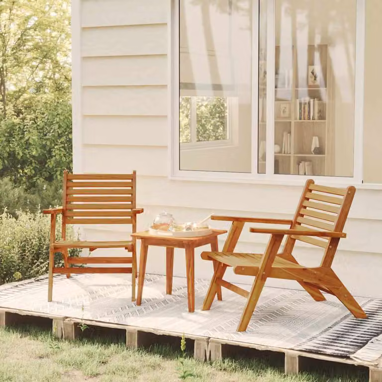 Set di 2 sedie da giardino vidaXL in legno massello d'acacia oliato marrone, H 81,0 cm x L 65,0 cm x P 73,0 cm