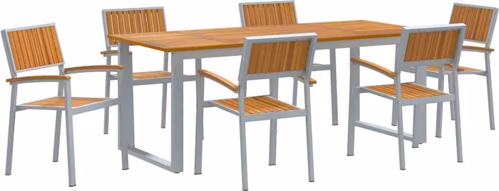Set da Pranzo per Giardino 7 pcs Grigio