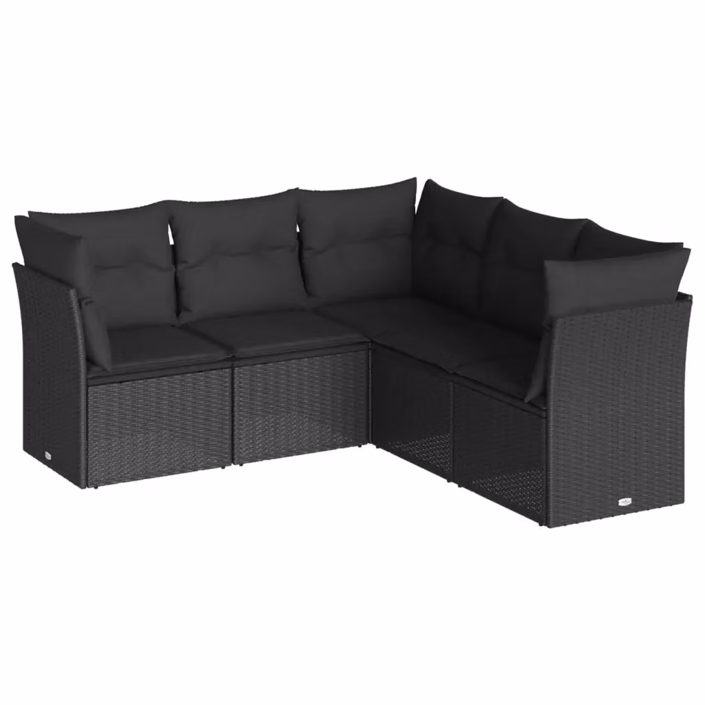 Set Divano da Giardino a L vidaXL 5 pz con Cuscini Nero – 2