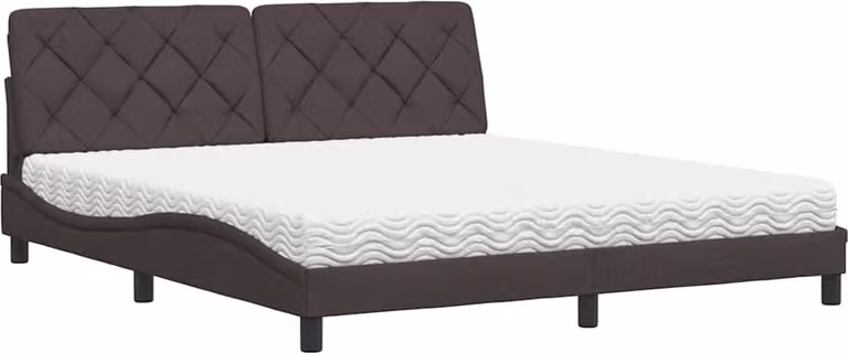 Letto con materasso in tessuto marrone scuro 180x200 cm