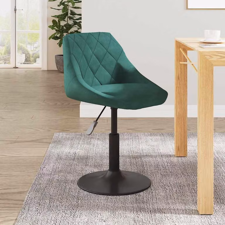 Sedia da pranzo in velluto verde scuro, adatta sia per interni che per esterni
