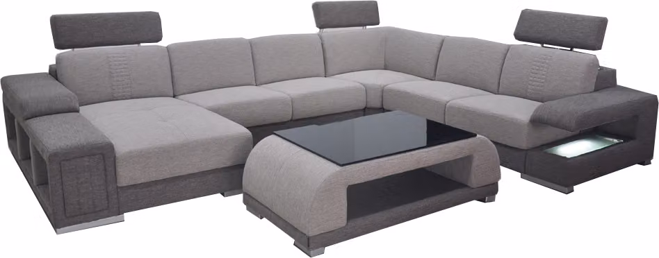 Design Textil Wohnlandschaft Eck Sofa Moderne Garnitur Couch Ecke Grau USB Stoff