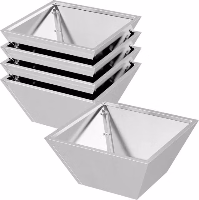 Set di 5 portapiante trapezoidali moderni da giardino esterno 35 x 35 x 15 cm in acciaio inossidabile argento 02_0052363