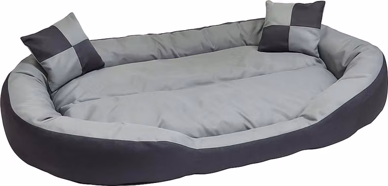 Lettino per cani Hossi's Wholesale lavabile con cuscino reversibile, divano per cani di peluche grigio, cestino per cani misura L 110x80x20cm