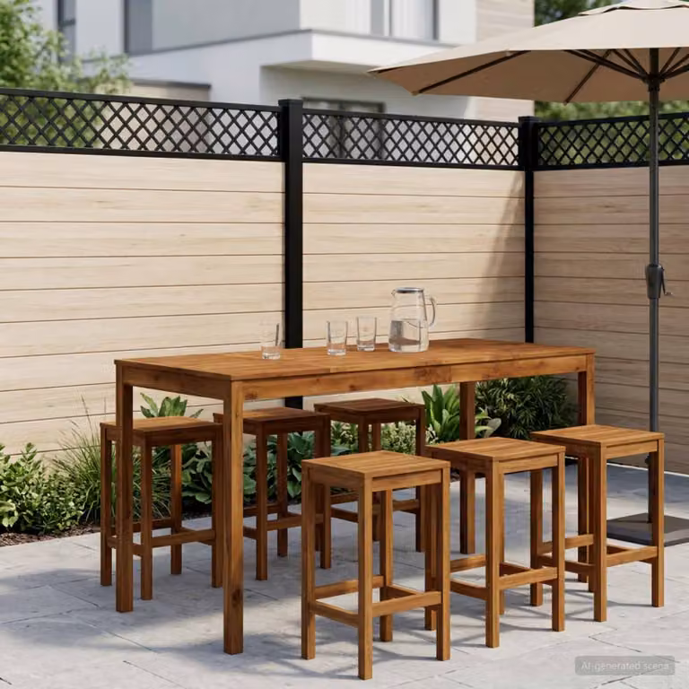 vidaXL Tavolo Bar da Giardino in Legno di Acacia Marrone, L: 196 cm, P: 80,5 cm, H: 105 cm