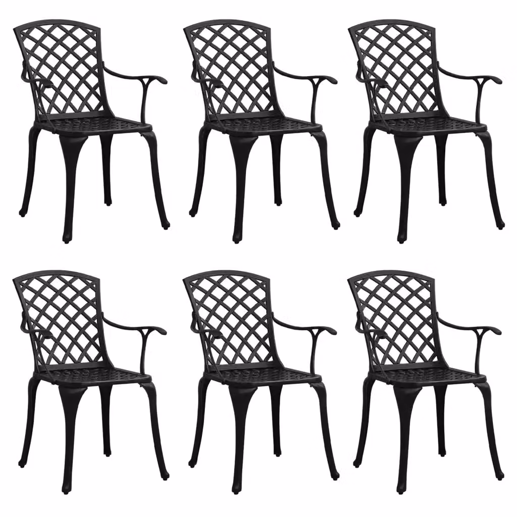 Set di 6 sedie da giardino vidaXL in alluminio pressofuso nero con braccioli – 2