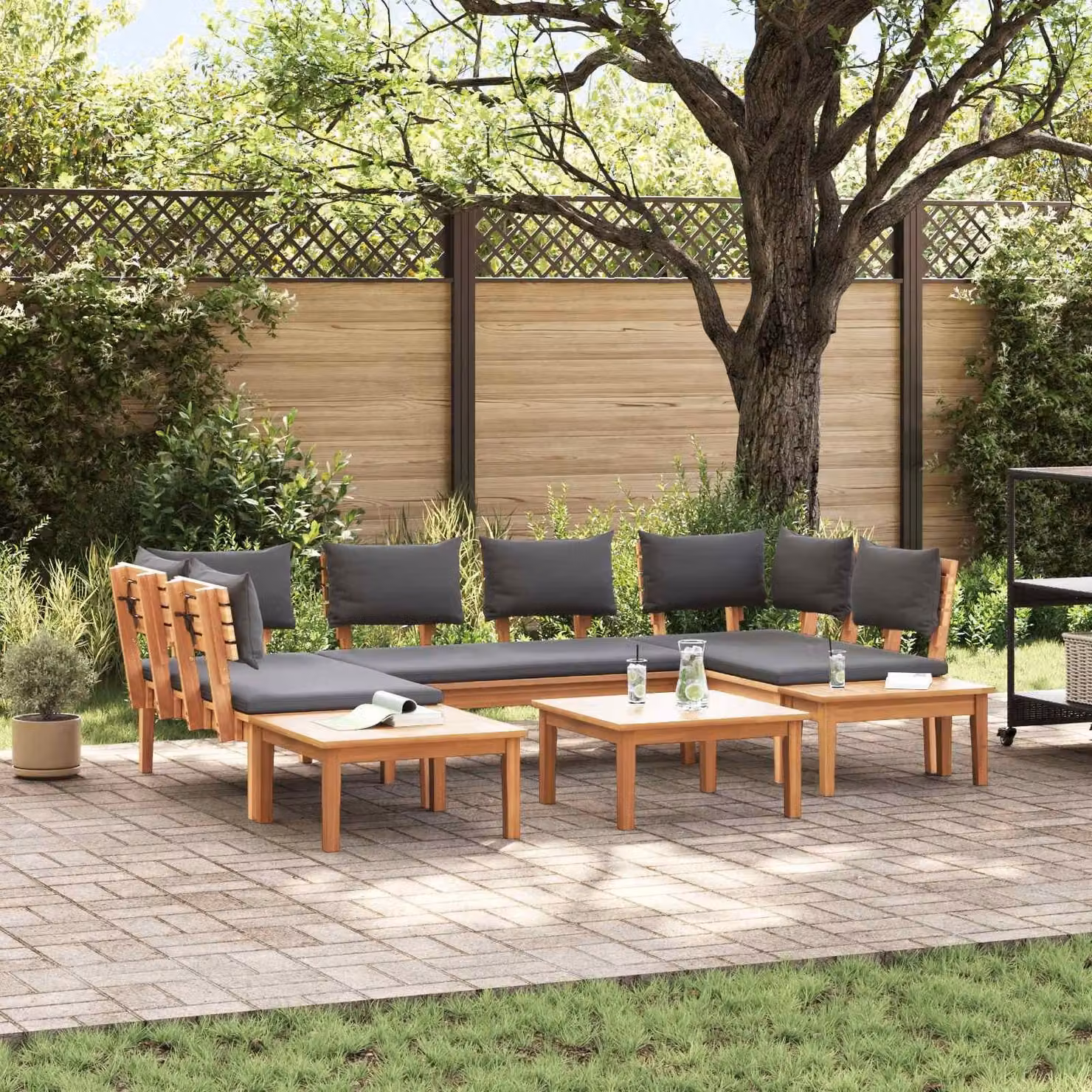 Maison Exclusive - Set di divani da giardino, 4 pezzi, color marrone e grigio