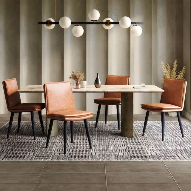 Set 4 sedie da pranzo ¨C Minimal ¨C marrone similpelle imbottite stile moderno per sala soggiorno
