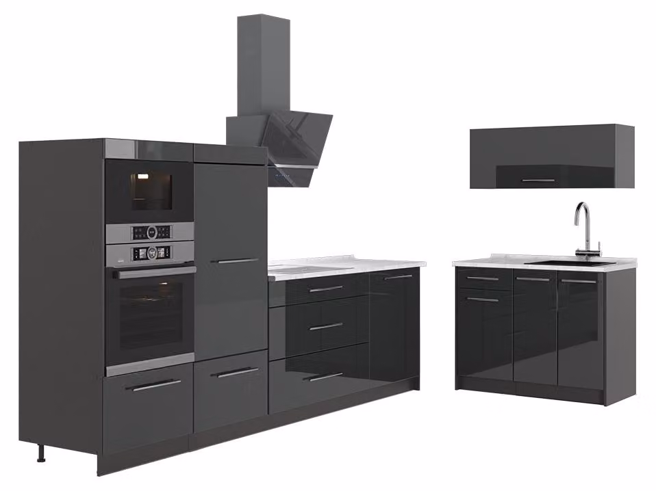 Cucina Vicco Fame-Line Antracite lucido/Antracite 380 cm, PL Marmo, Model 64054