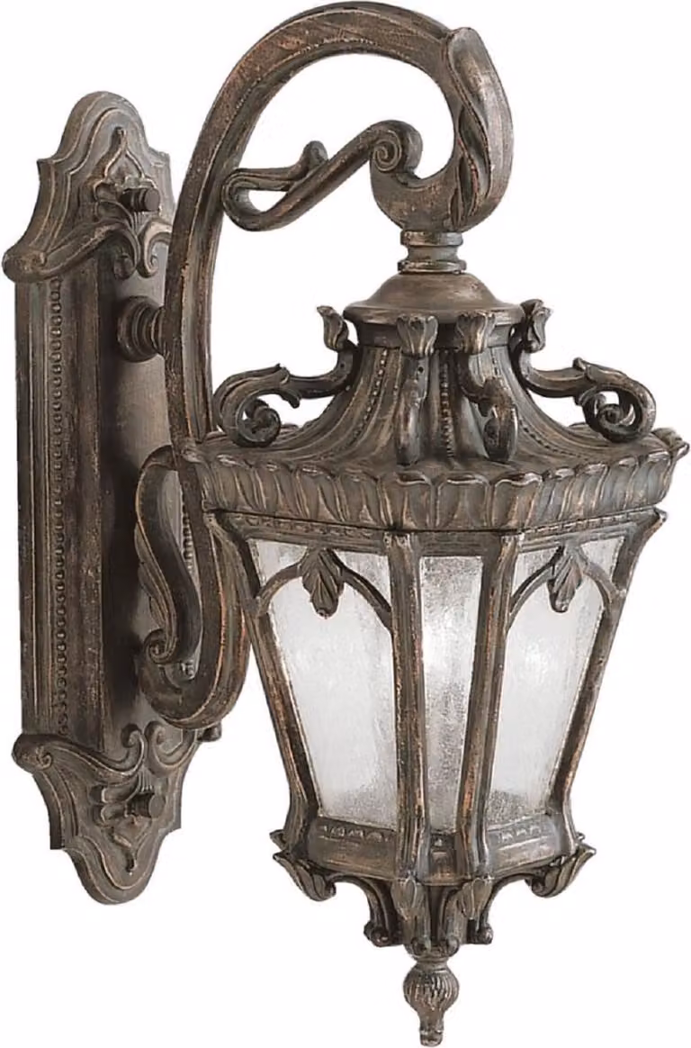 Casa Padrino Applique da esterno barocca in bronzo antico 25,4 x 37,5 x H. 61 cm - Elegante lampada da esterno per balcone e giardino - Illuminazione esterna nostalgica