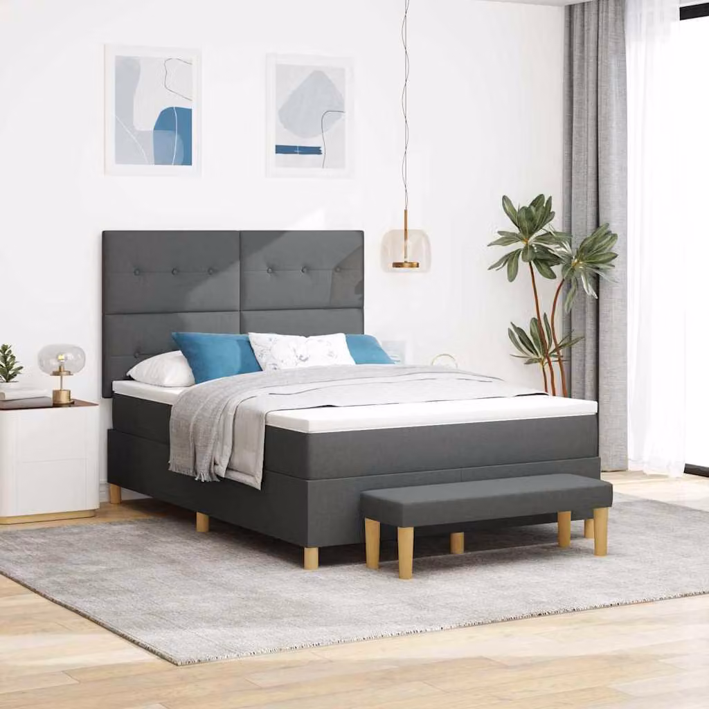 Maison Exclusive - Letto boxspring con cuscini, grigio scuro, 200 x 140 cm, tessuto