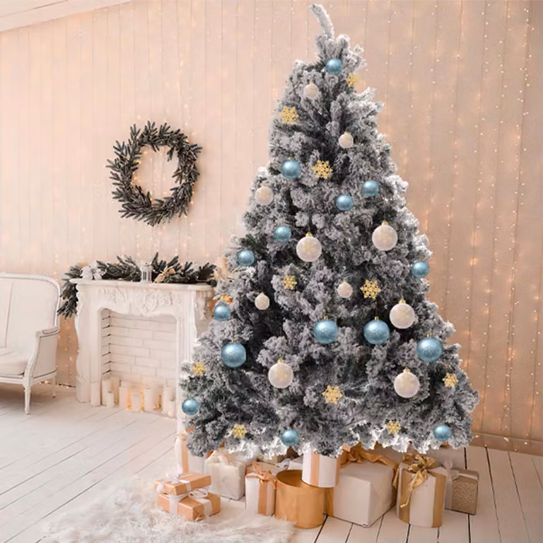 Jopassy albero di Natale artificiale con abete innevato con supporto per decorazione natalizia riutilizzabile 180cm, 860 aghi in PVC
