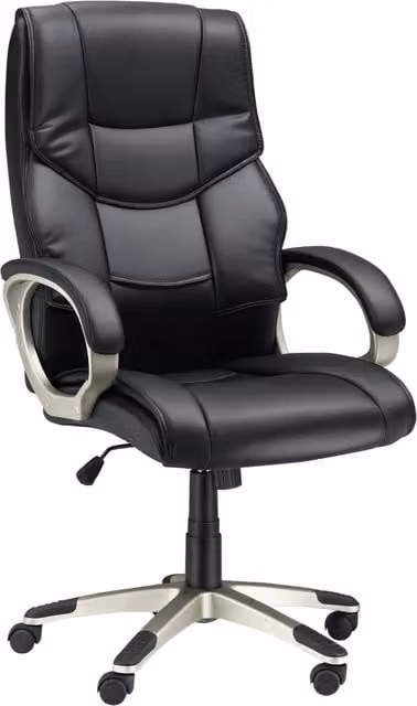 Sedia da ufficio presidenziale ergonomica girevole in ecopelle e metallo nero regolabile 70 x 58 x 114–124 cm
