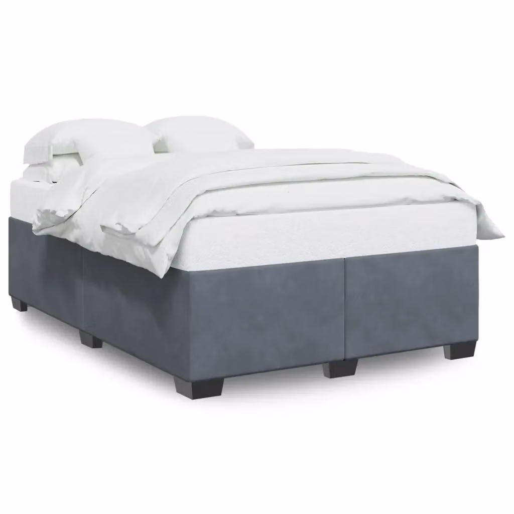 vidaXL Giroletto senza Materasso in Velluto Grigio L: 140 cm, P: 200 cm – 2