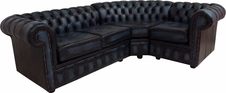 Ecksofa Ledersofa Polster Eck Couch Garnitur Sitz Schwarz Design Chesterfield