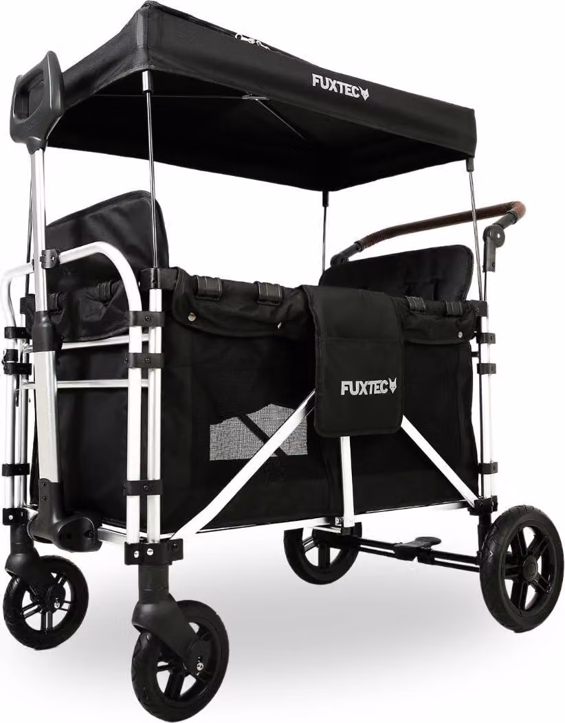 Carrello pieghevole Fuxtec Family CTXL900 nero, l'originale, Family Fux, Vagone da giardino 4 posti, sedile rimovibile, trasporto, spiaggia, tirare o spingere, capacità di carico 75 kg Schwarz