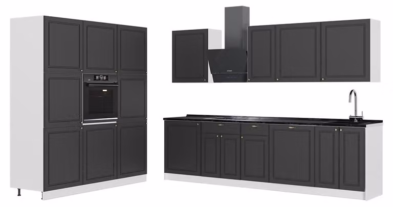 Cucina componibile Vicco Fame-Line Oro-antracite rustico/Bianco 460 cm, PL Antracite, Model 63813