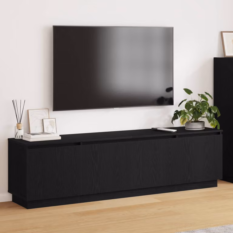 Mobile TV moderna vidaXL in legno ingegnerizzato color rovere nero con illuminazione integrata L/P/H: 180 x 38 x 49 cm