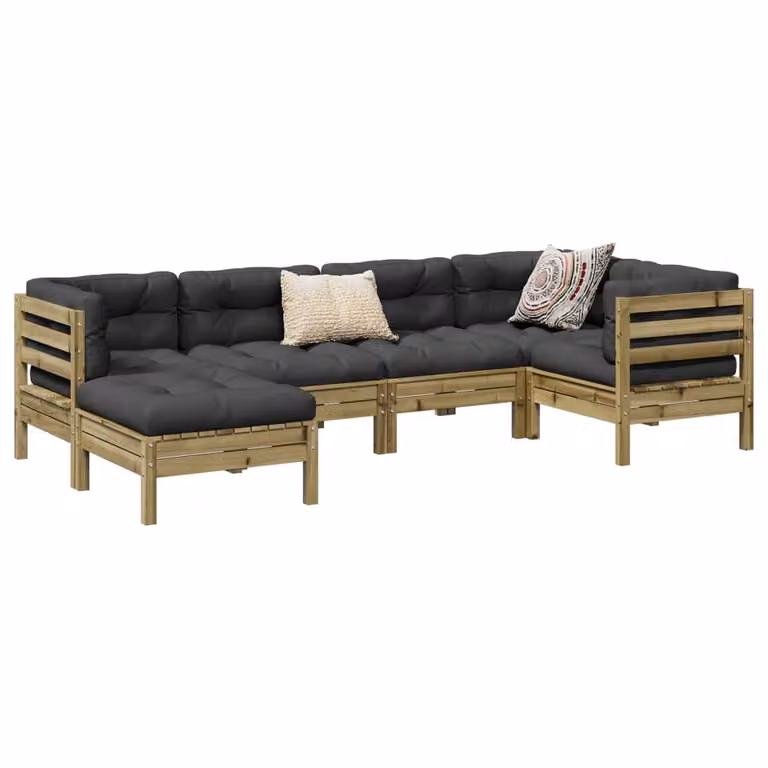 Maison Exclusive - Set da giardino composto da 6 pezzi con cuscini, in legno di pino trattato