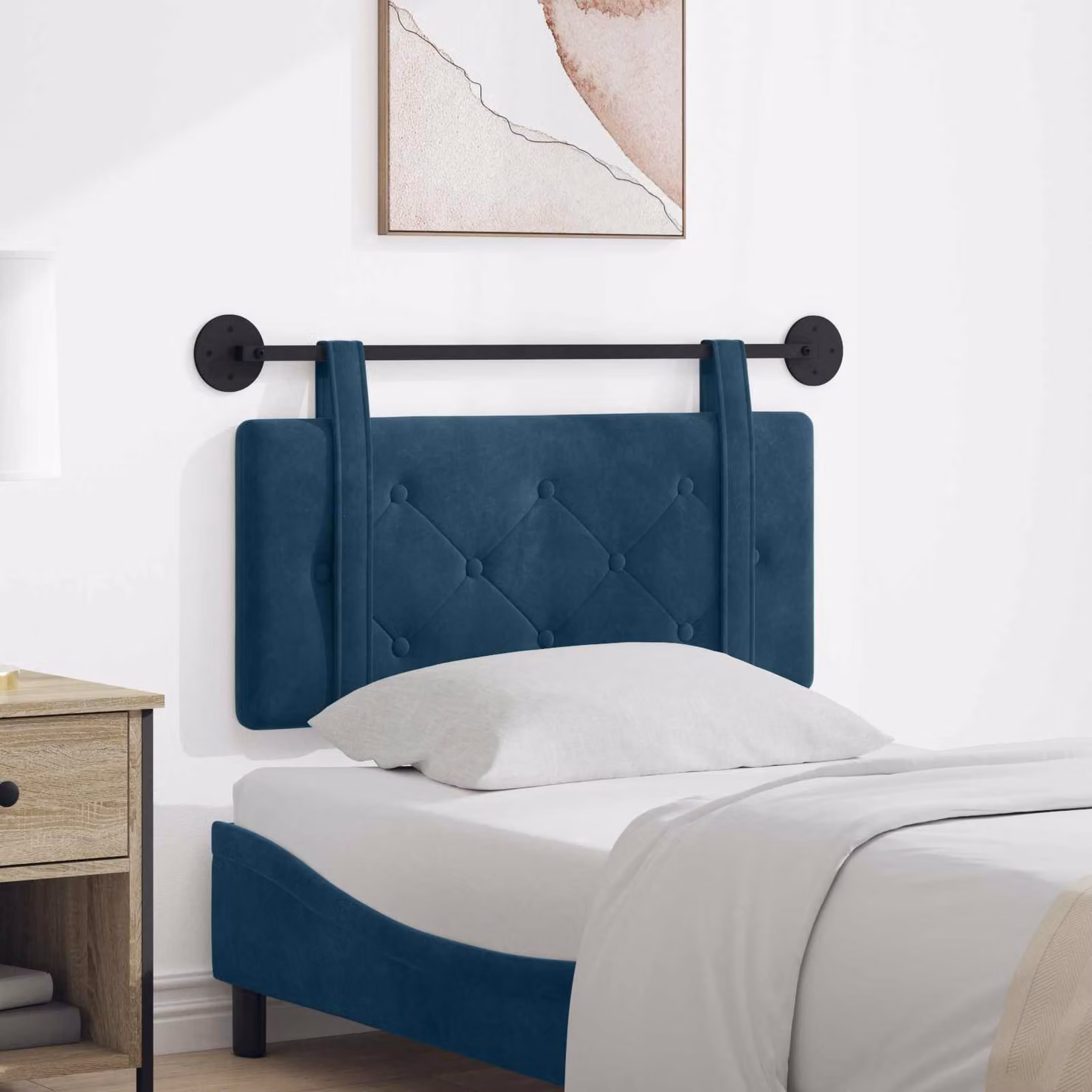 Testiera sospesa moderna vidaXL in velluto blu con pannello imbottito