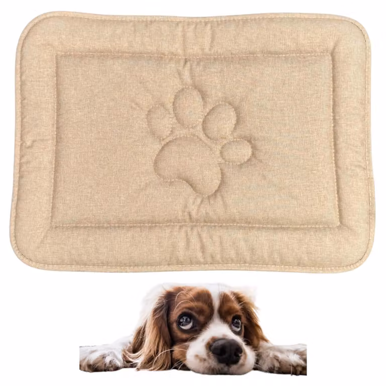 Tappeto per cani DOTTY con motivo a zampa - beige - misura S (60×45 cm) - cuccia lavabile e impermeabile per cani di piccola taglia - antiscivolo e facile da pulire