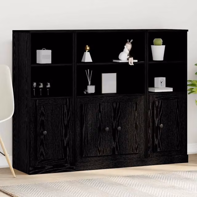 Credenza Rovere Nero 132 x 35,5 x 103,5 cm Legno ingegnerizzato 3333077