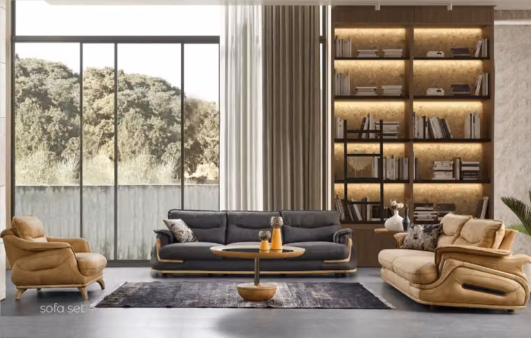 Design Sofagarnitur 4+3+1 Leder Sofa 3 tlg. Set Couchen Sofas Couch Polster