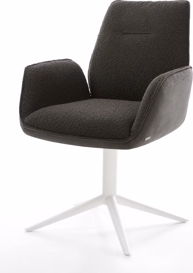 DELIFE Sedia girevole Zoa-Flex Mix di materiali Nero Base a croce Bianca Girevole a 360° Funzione oscillante Molle insacchettate