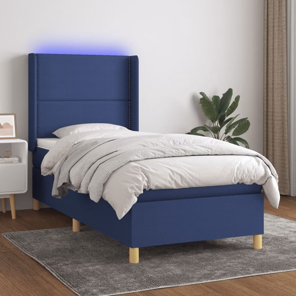 Maison Exclusive - Letto a Molle con Materasso e LED Blu 90x200 cm in Tessuto