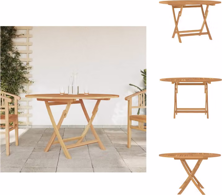 vidaXL Tavolo da giardino pieghevole Ø 120x75 cm in legno massiccio di teak - Tavoli da giardino