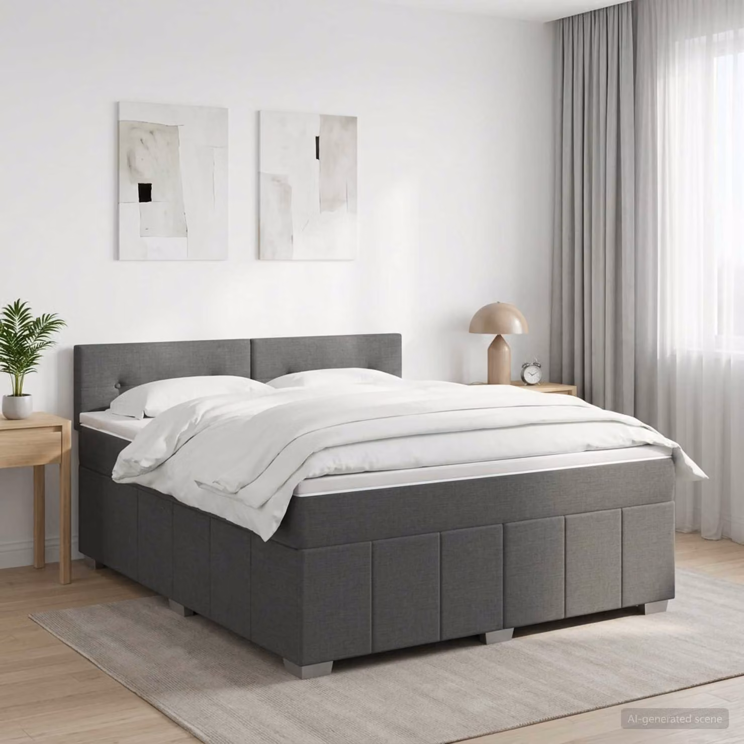 Letto box spring con materasso vidaXL Grigio e Bianco L/P/H: 200 x 160 x 88 cm
