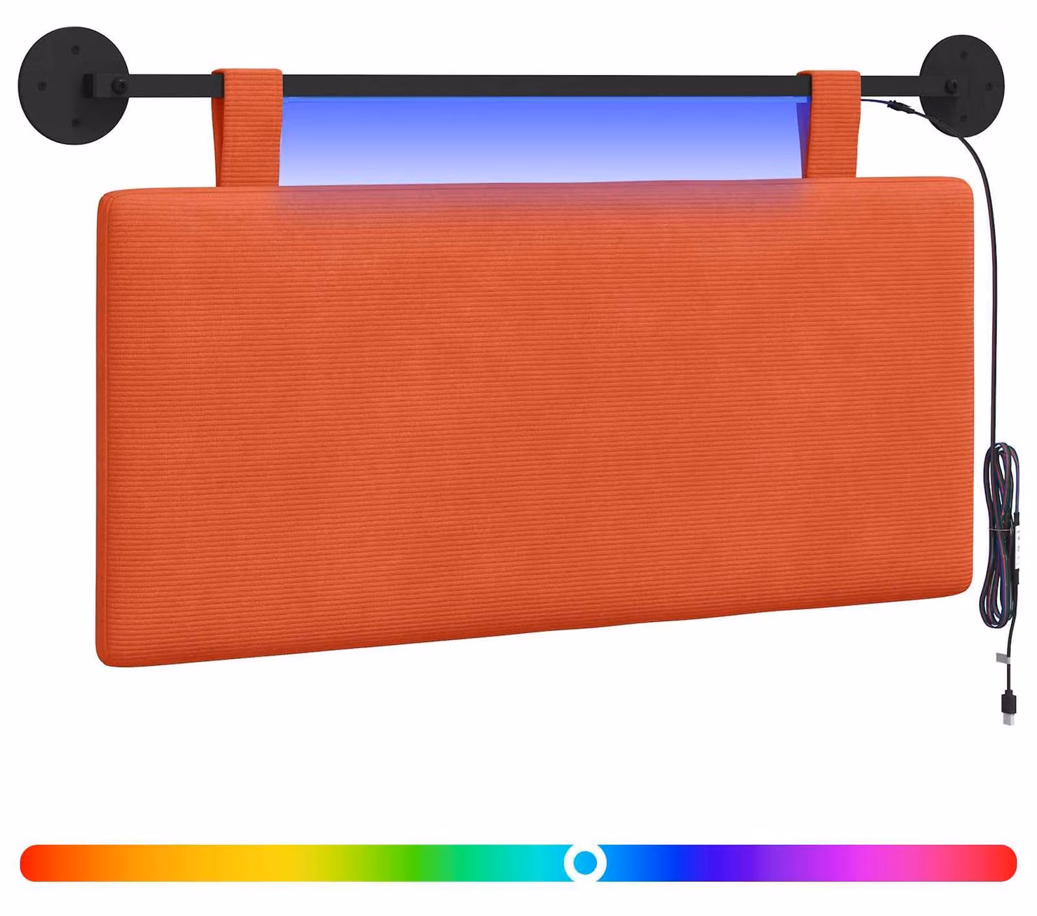 Testiera sospesa Con luce LED Rosso Arancio Tessuto in Cords