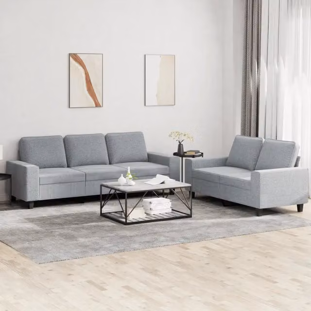 Set di Divani 2 pz Grigio Chiaro in Tessuto 3201898