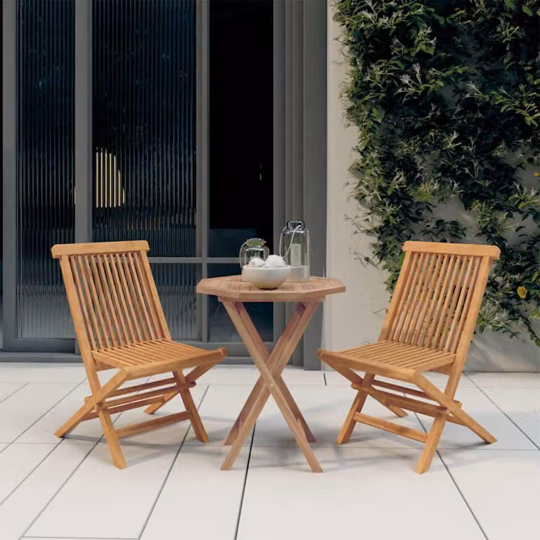 Set da pranzo per giardino vidaXL in legno di teak marrone composto da 3 pezzi