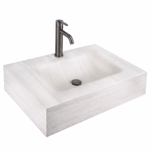 Rea - Lavabo da parete Apollo Muralto Roma 80 effetto pietra, grigio, con motivo - 80 x 50 x 20 cm