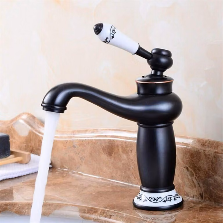 Miscelatore monocomando vintage nero per lavabo, adatto per bagno/cucina