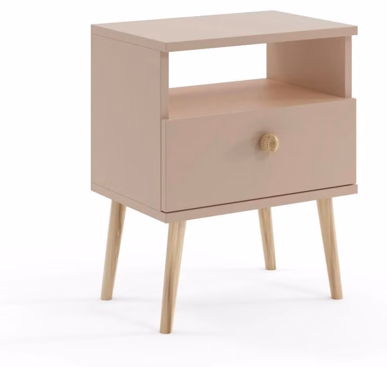 Comodino NILSA con cassetto - beige/marrone