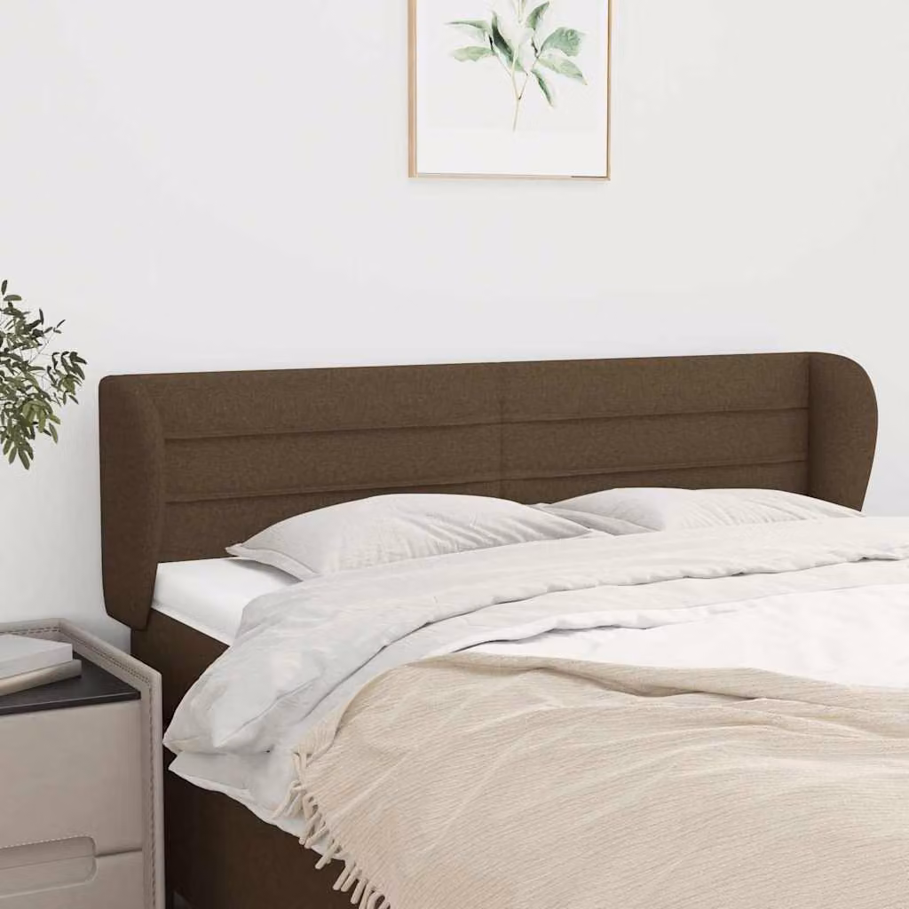 Testiera ad orecchio vidaXL in tessuto marrone scuro L: 147 cm, P: 23 cm, H: 78/88 cm
