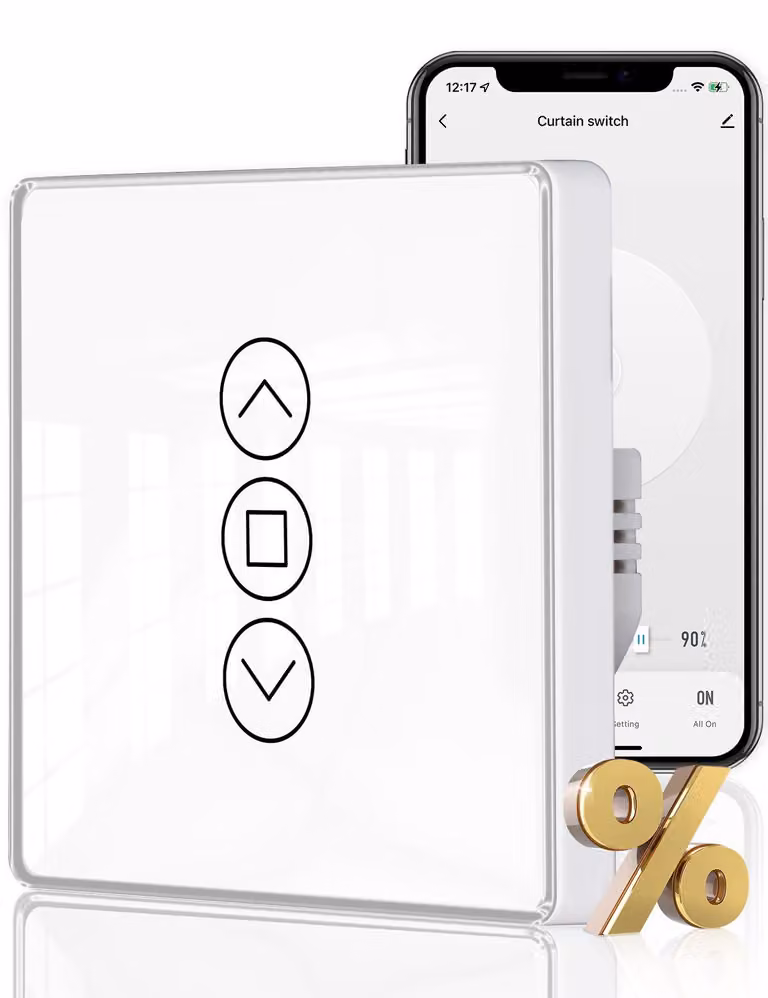 Interruttore per tapparelle MOES 2.5D, smart, con Wi-Fi e regolazione precisa in percentuale, compatibile con Alexa e Google Home, con timer e controllo vocale, per installazione a muro, richiede filo neutro (bianco)