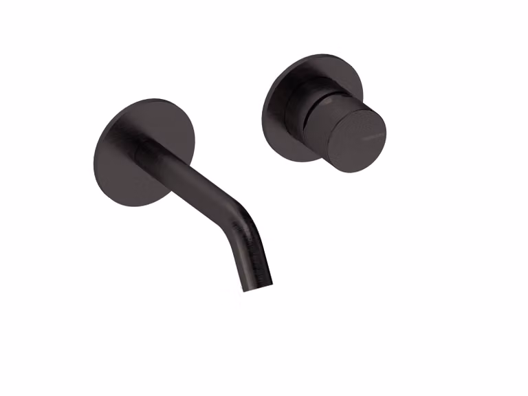 SANYCCES LOOP K ColdOpen Rubinetto lavabo da parete incassato con sporgenza di 14 cm, corpo incassato incluso, nero metallizzato