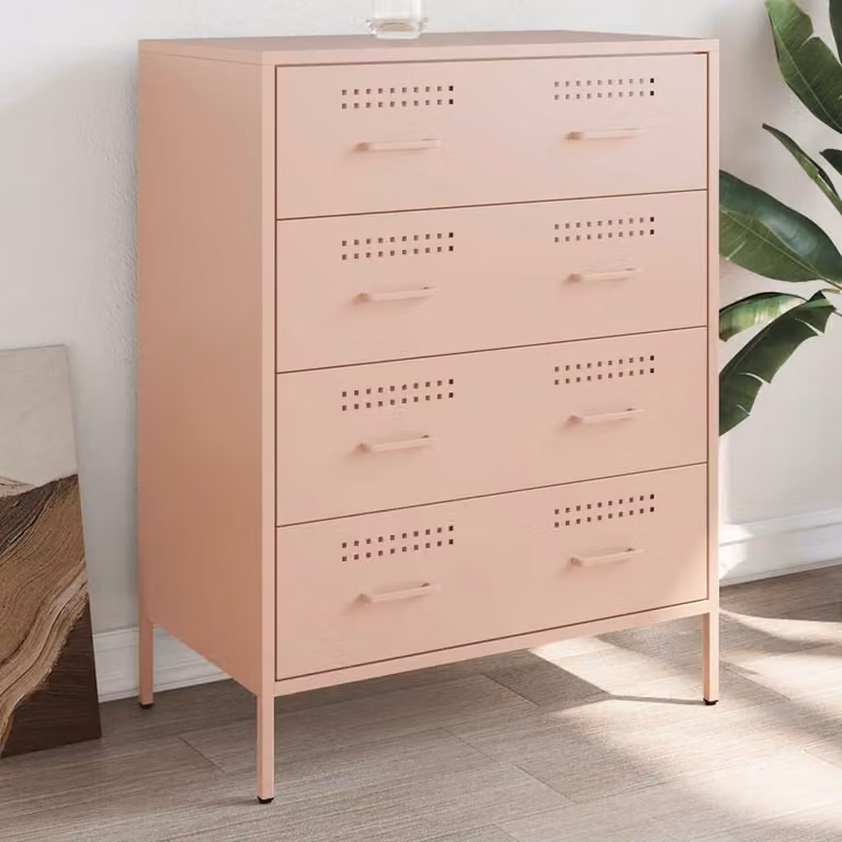 Credenza vidaXL in metallo rosa opaco stile industriale per soggiorno o camera da letto L: 68 cm, P: 39 cm, H: 89 cm