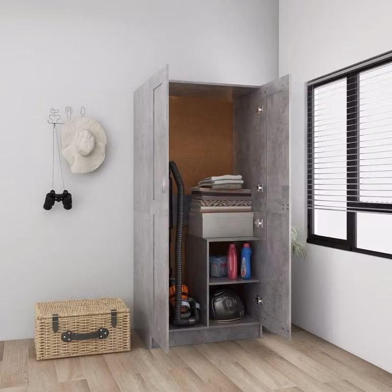 The Living Store Armadio grigio cemento 82,5x51,5x180 cm in legno