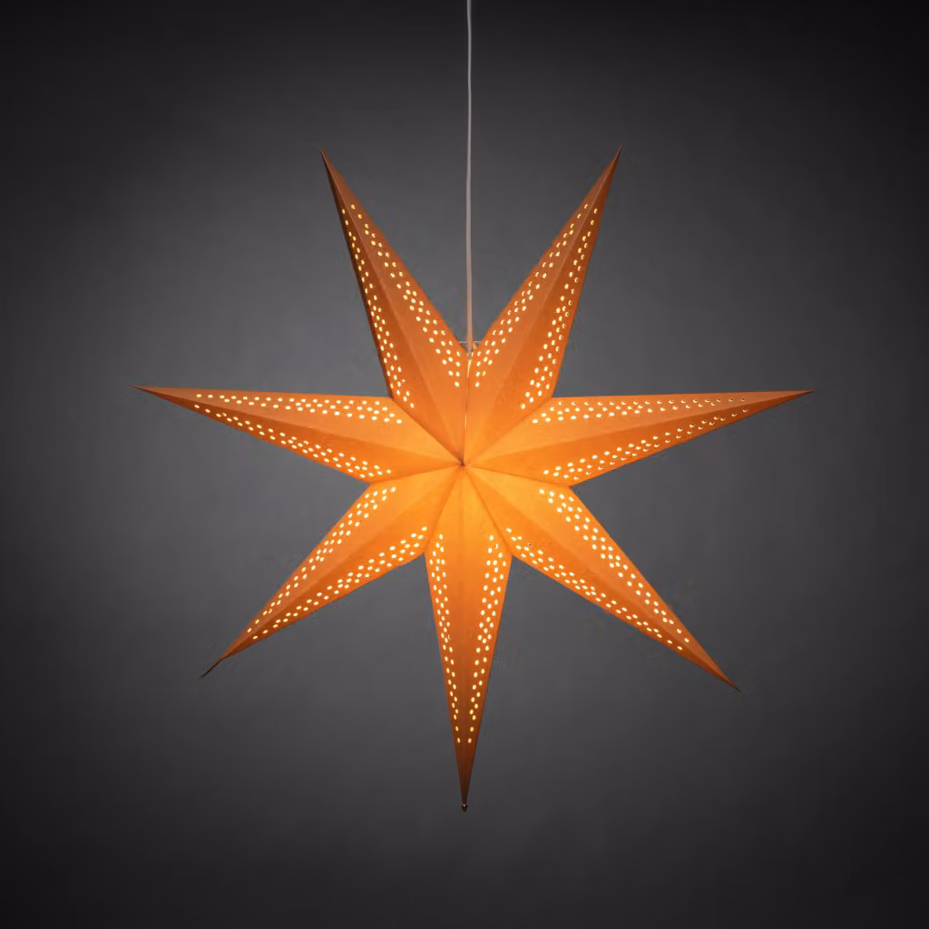 Konstsmide Stella di carta marrone, con cavo di alimentazione dotato di interruttore on/off, senza lampadina, portalampada E14, 230 V, per interni, cavo bianco - 5931-600