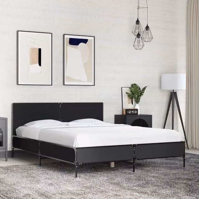 Letto con Giroletto Nero vidaXL in Metallo e Legno Multistrato L: 120 cm, P: 200 cm