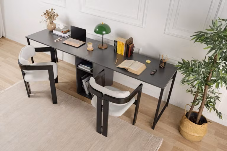 Skye Decor, Scrivania doppia - Antracite, Nero, Scrivanie, Antracite, 240 x 74 x 60 cm