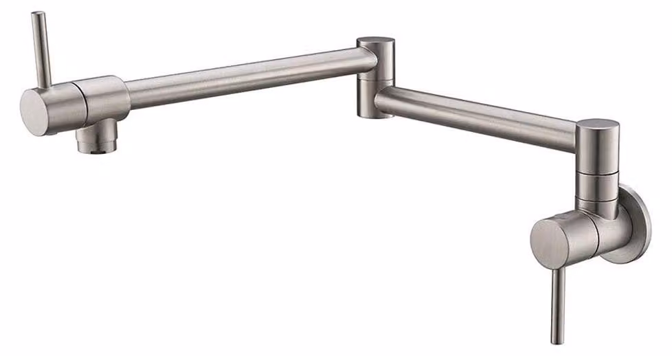 Solidchoice - Miscelatore monocomando da parete per cucina, solo acqua fredda, con due maniglie e funzione girevole, finitura spazzolata