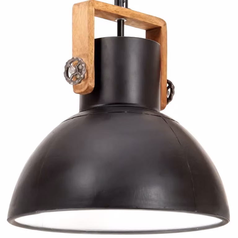 The Living Store Lampada a sospensione stile industriale 25 W Nero Rotonda 40 cm E27